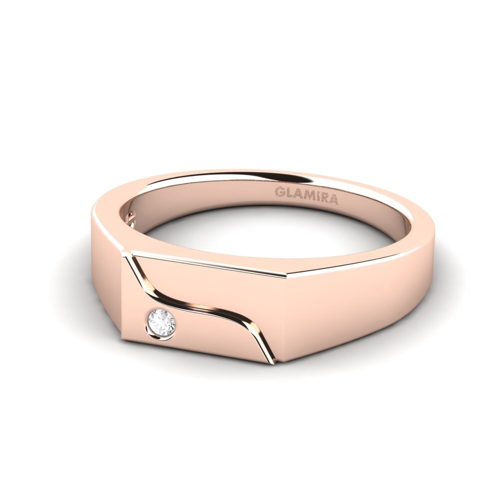 14ct Rose Gold White sapphire Men's Ring Ardito