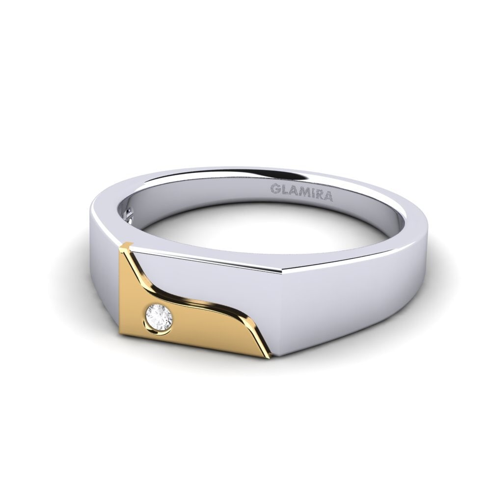 14ct White & Yellow Gold White sapphire Men's Ring Ardito