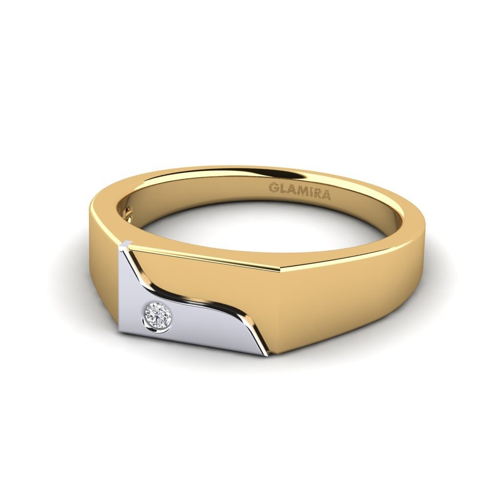 14ct Yellow & White Gold Lab Grown Diamond Men's Ring Ardito