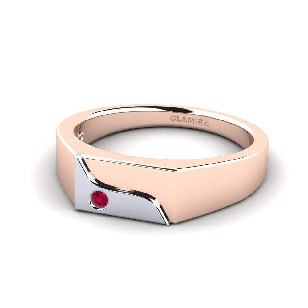 14ct Rose & White Gold Ruby Men's Ring Ardito