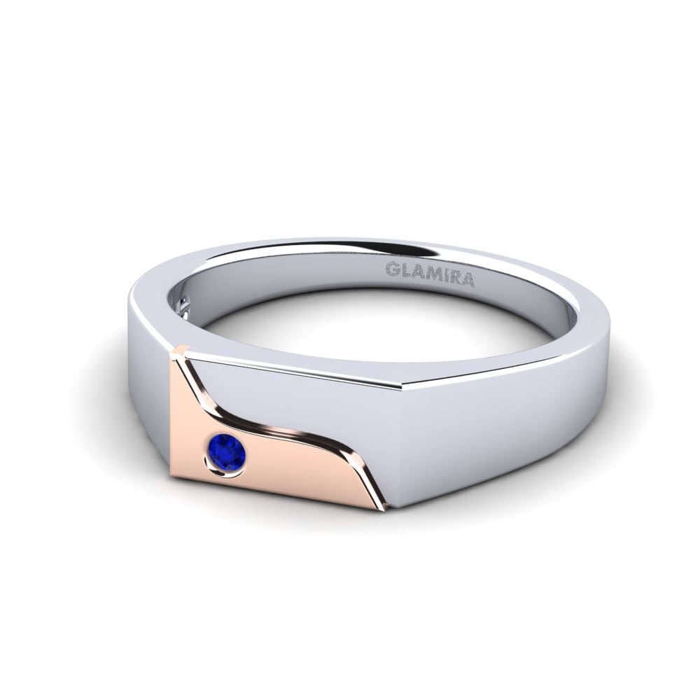 14ct White & Rose Gold Sapphire Men's Ring Ardito