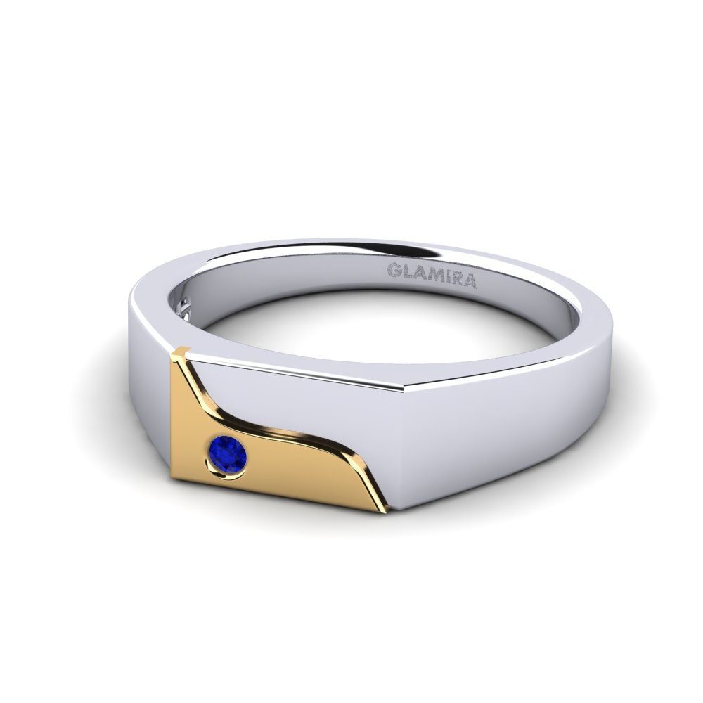 14ct White & Yellow Gold Sapphire Men's Ring Ardito