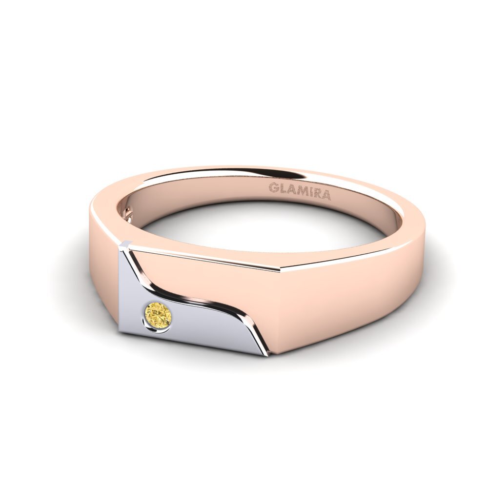 18ct Rose & White Gold Yellow Diamond Men's Ring Ardito