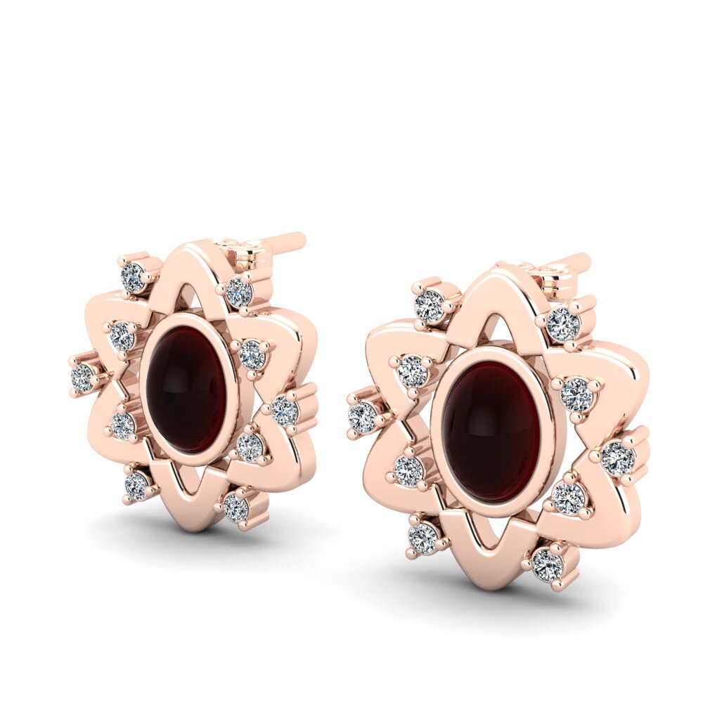 red-375 Cabochon Granada Brincos Feminino Arelinn