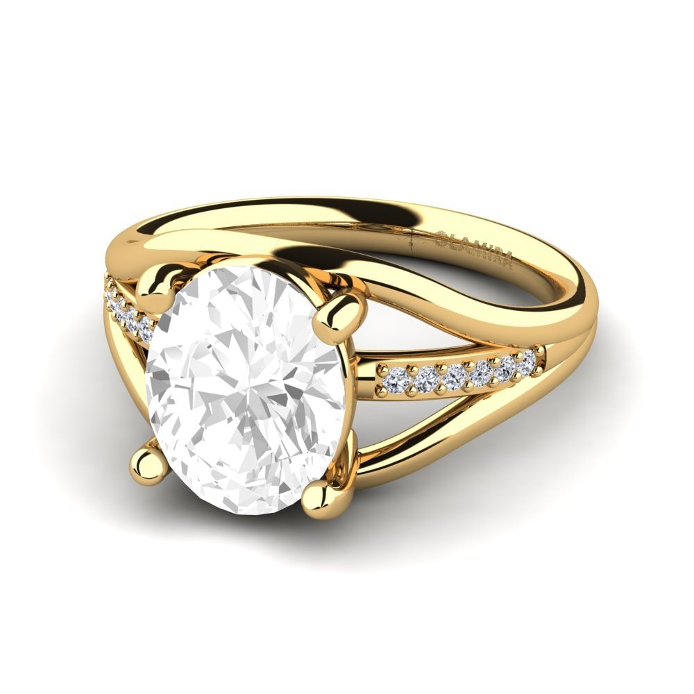 9k Oro Amarillo Topacio blanco Anillo de compromiso Areneka