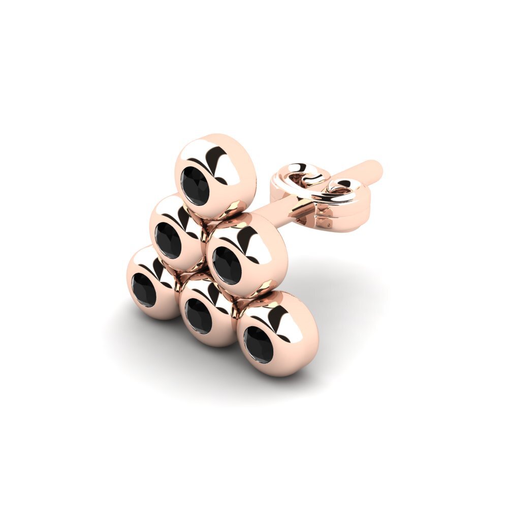 14k Oro Rosa Zafiro negro Pendiente para hombre Ariados