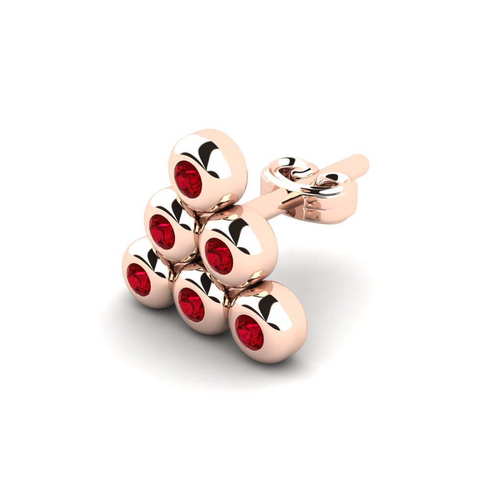 14k Oro Rosa Circonita Roja Pendiente para hombre Ariados
