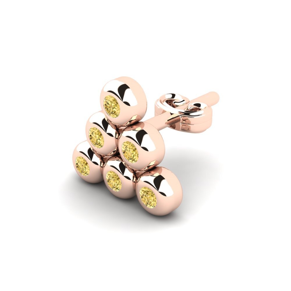 9ct Rose Gold Yellow Diamond Men's Earring Ariados