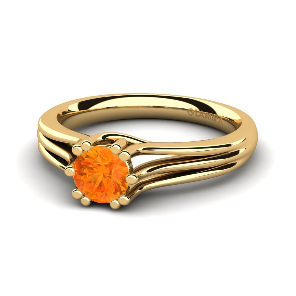 18k Oro Amarillo Zafiro Naranja Anillo de compromiso Arian 0.5 crt