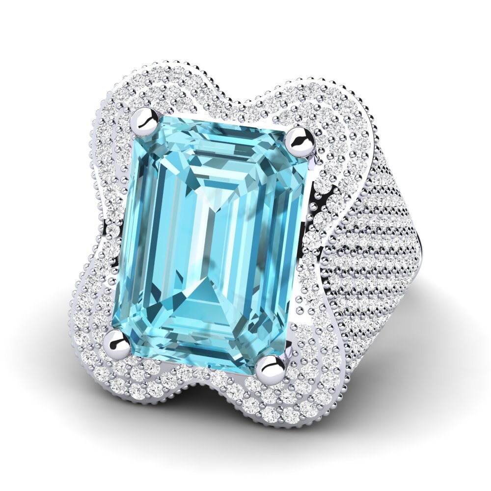 White Silver Engagement Ring Aricela