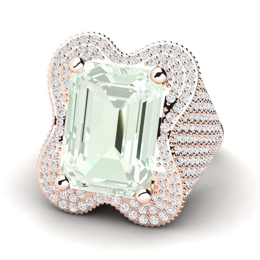 9k Rose Gold Green Amethyst Engagement Ring Aricela