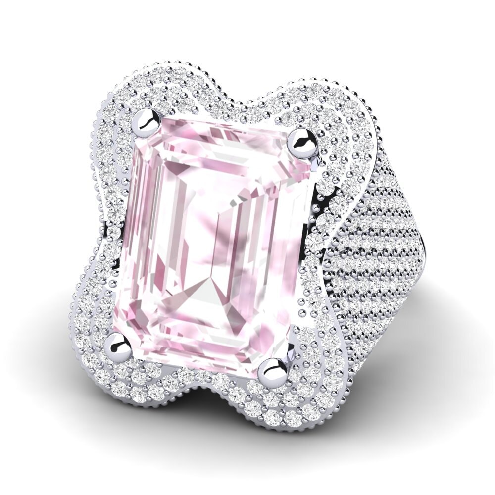 White Silver Kunzite Engagement Ring Aricela