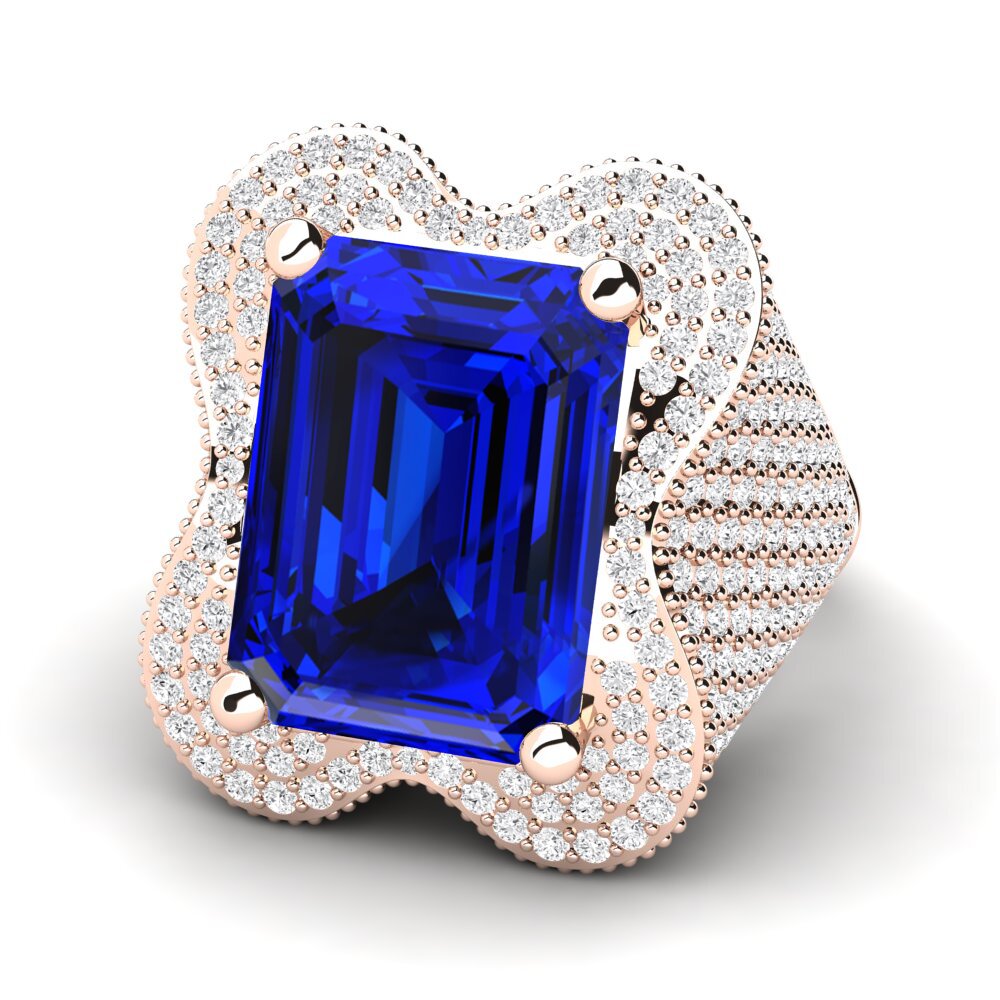 9k Rose Gold Sapphire (Lab Created) Engagement Ring Aricela