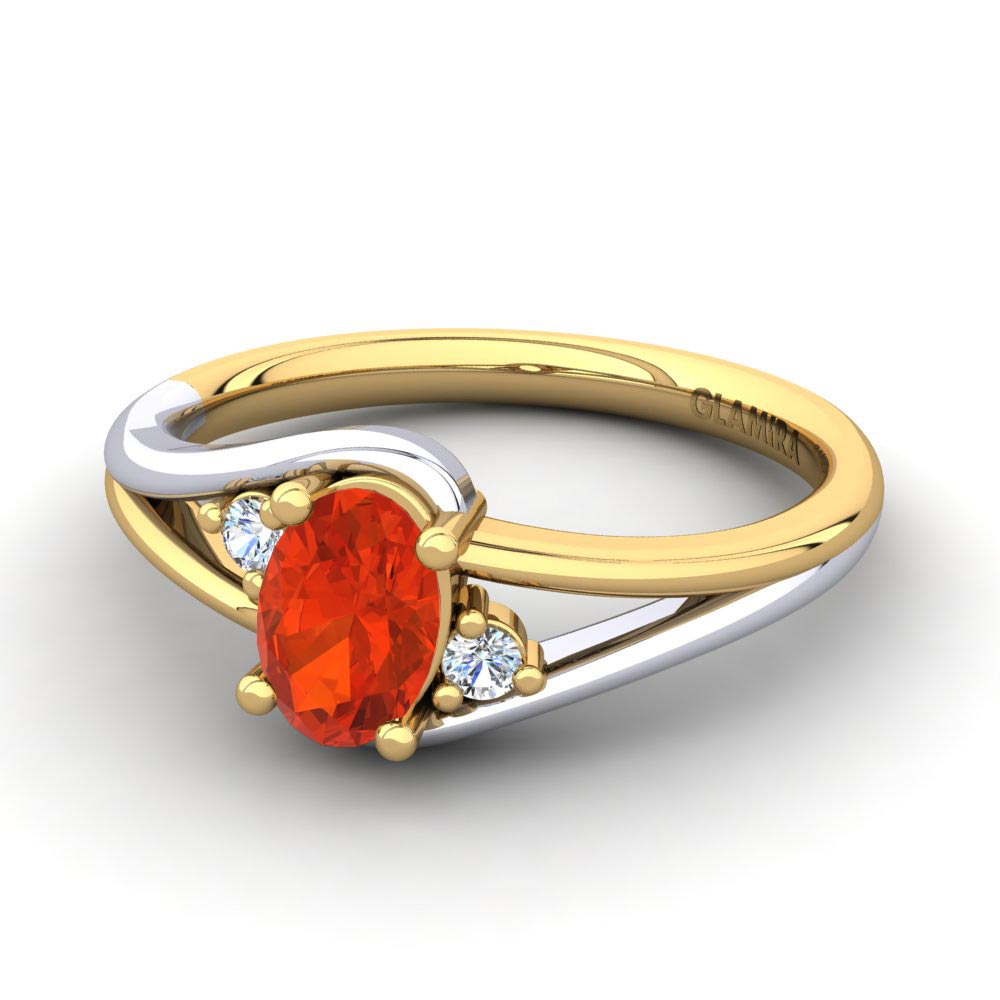 Ovalado Ópalo Fuego Anillo de compromiso Ariel 0.36 crt