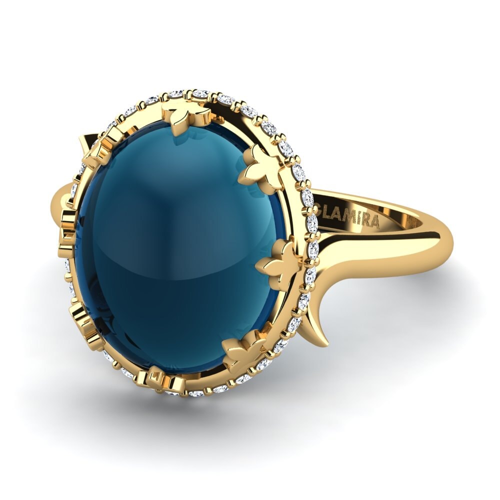Topacio Azul Londres Cabujón Anillo Aristelia