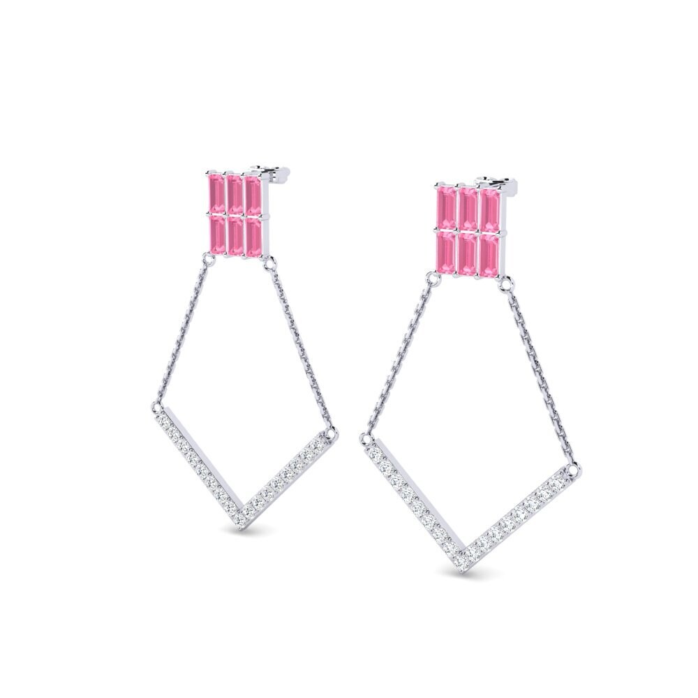 Baguette Zafiro Rosado Pendiente de mujer Aritz