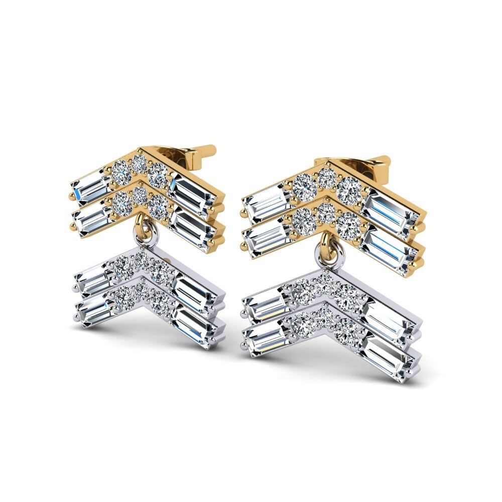 14k Oro Amarillo/Blanco Baguette Pendiente de mujer Arleen