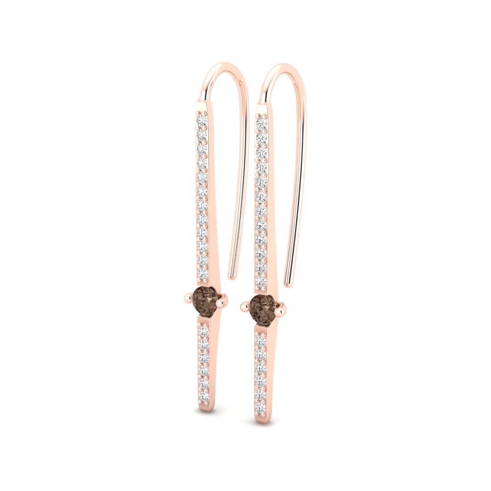 14k Oro Rosa Cuarzo humo Pendiente de mujer Arleta