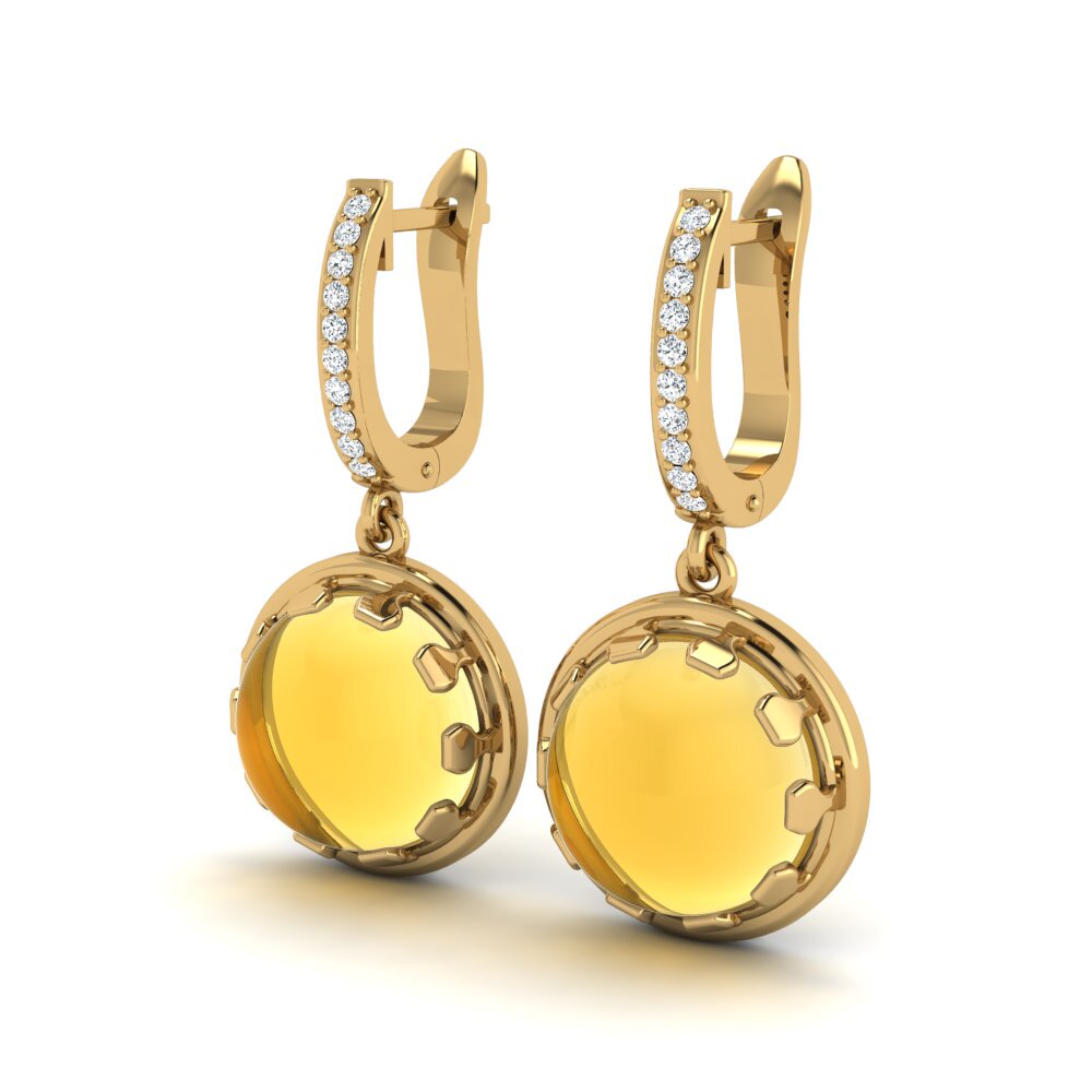14k Oro Amarillo Citrino Cabujón Pendiente de mujer Arletha