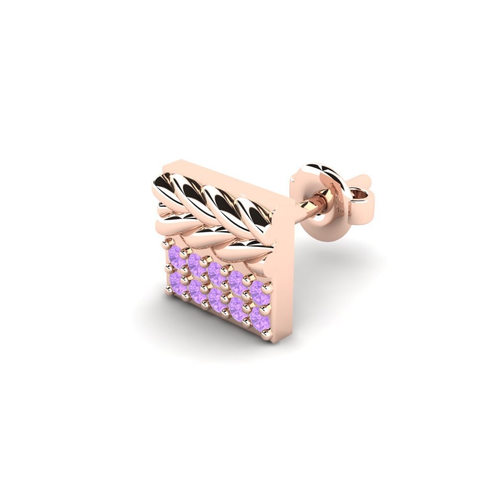 9k Oro Rosa Amatista Pendiente para hombre Armalause