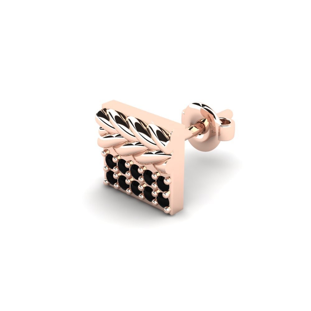 18ct Rose Gold Black Onyx Men's Earring Armalause