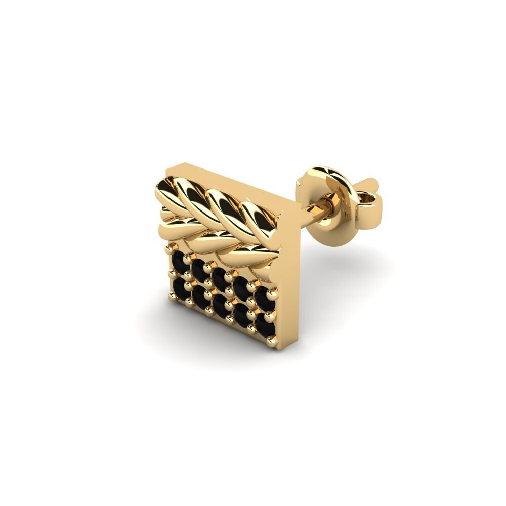 14ct Yellow Gold Black Onyx Men's Earring Armalause