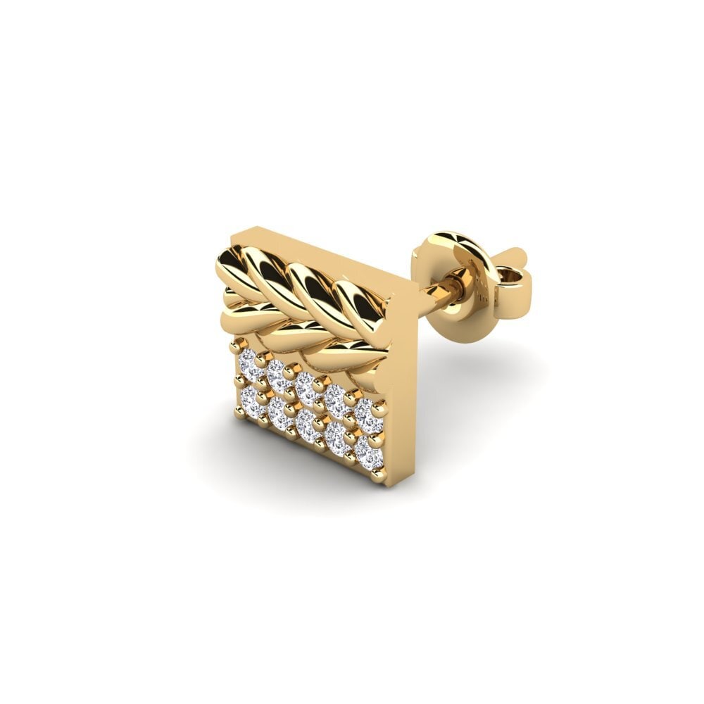 14ct Yellow Gold Diamond Men's Earring Armalause