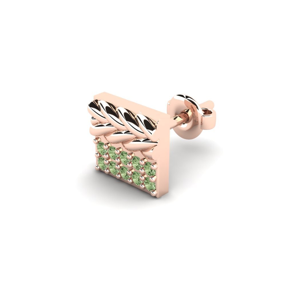 14ct Rose Gold Green Diamond Men's Earring Armalause