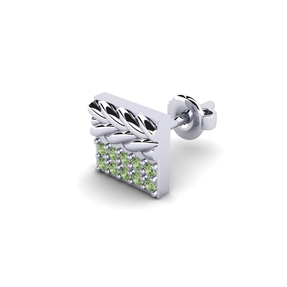18k Oro Blanco Diamante Verde Pendiente para hombre Armalause