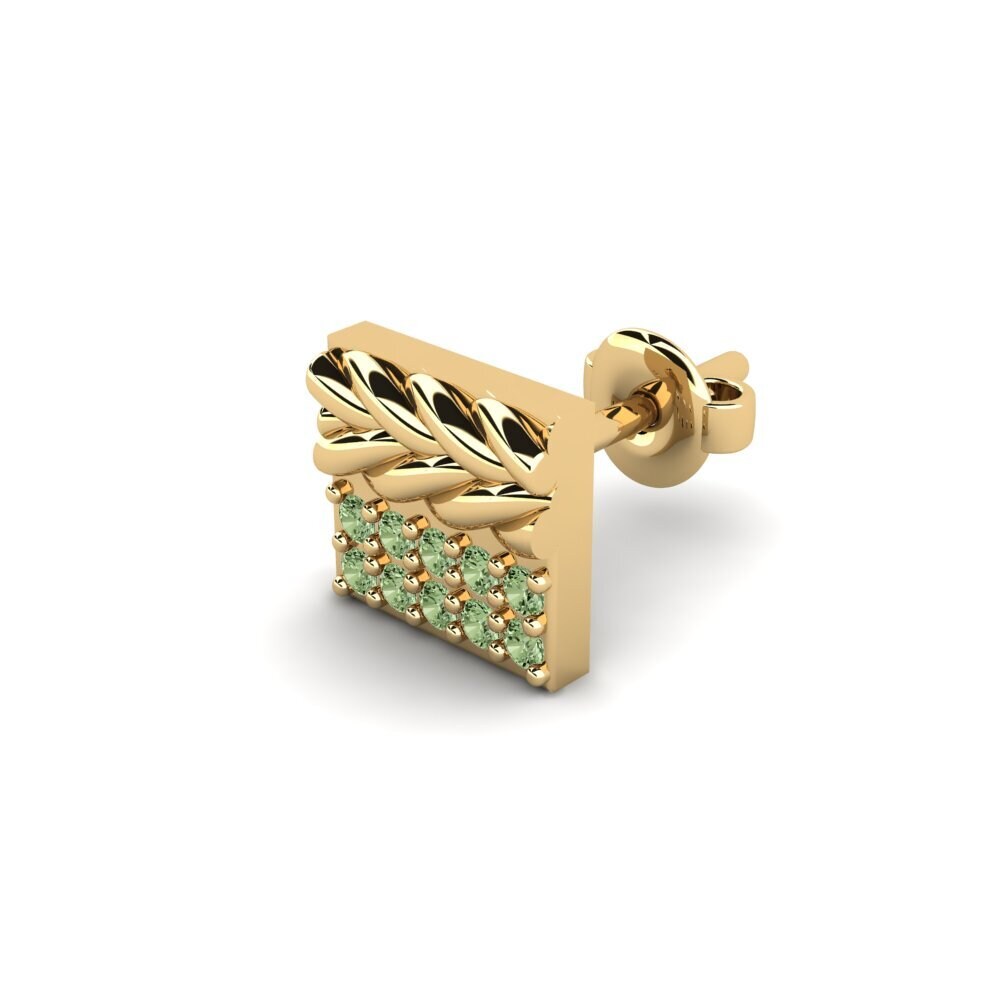 14ct Yellow Gold Green Diamond Men's Earring Armalause