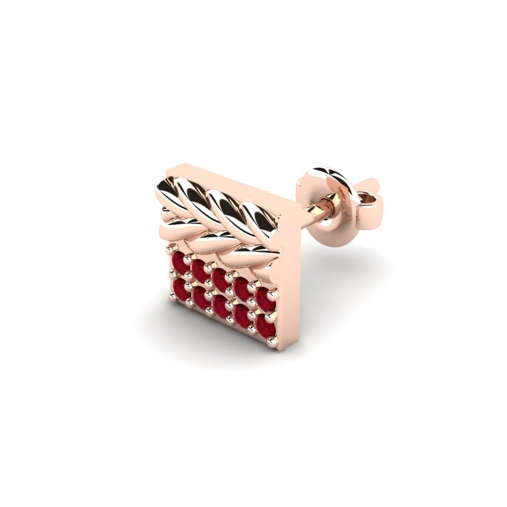 9k Oro Rosa Circonita Roja Pendiente para hombre Armalause