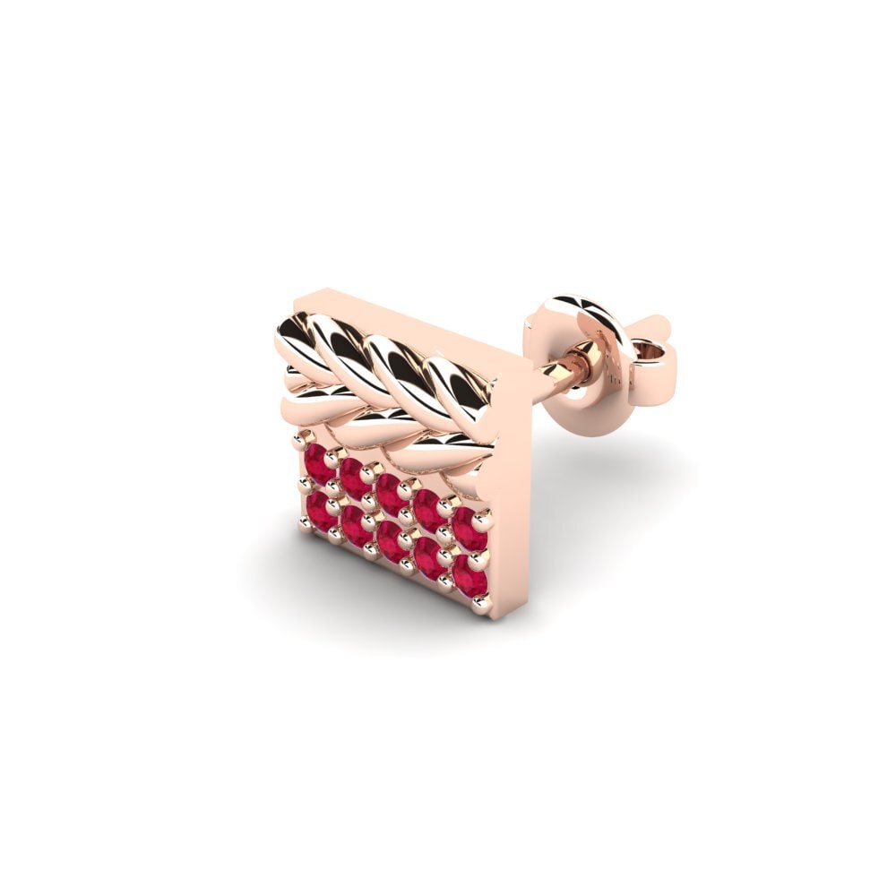 18ct Rose Gold Ruby Men's Earring Armalause