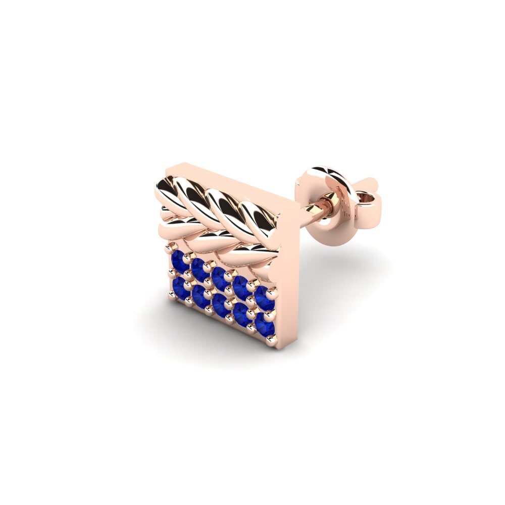 14ct Rose Gold Sapphire Men's Earring Armalause