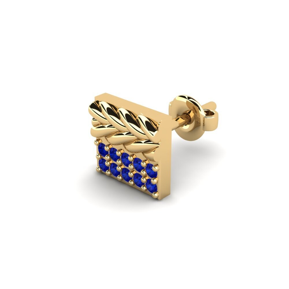 18ct Yellow Gold Sapphire Men's Earring Armalause