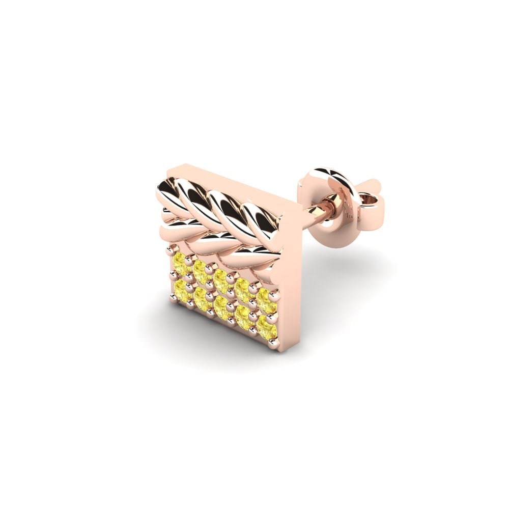 9ct Rose Gold Yellow Sapphire Men's Earring Armalause