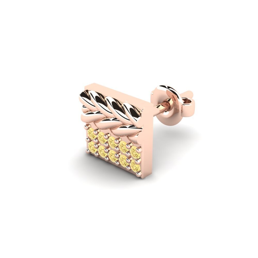 14ct Rose Gold Yellow Diamond Men's Earring Armalause