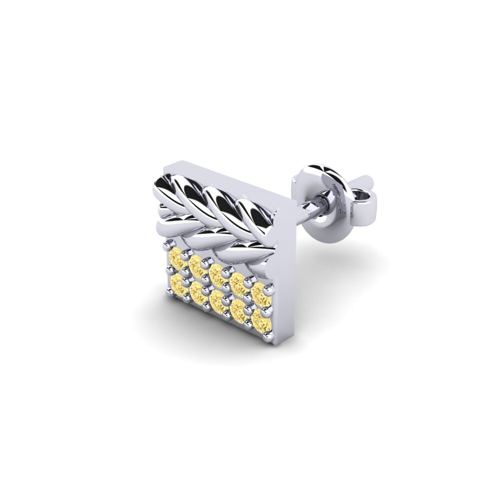 950 Palladium Žlutý diamant Pánské náušnice Armalause