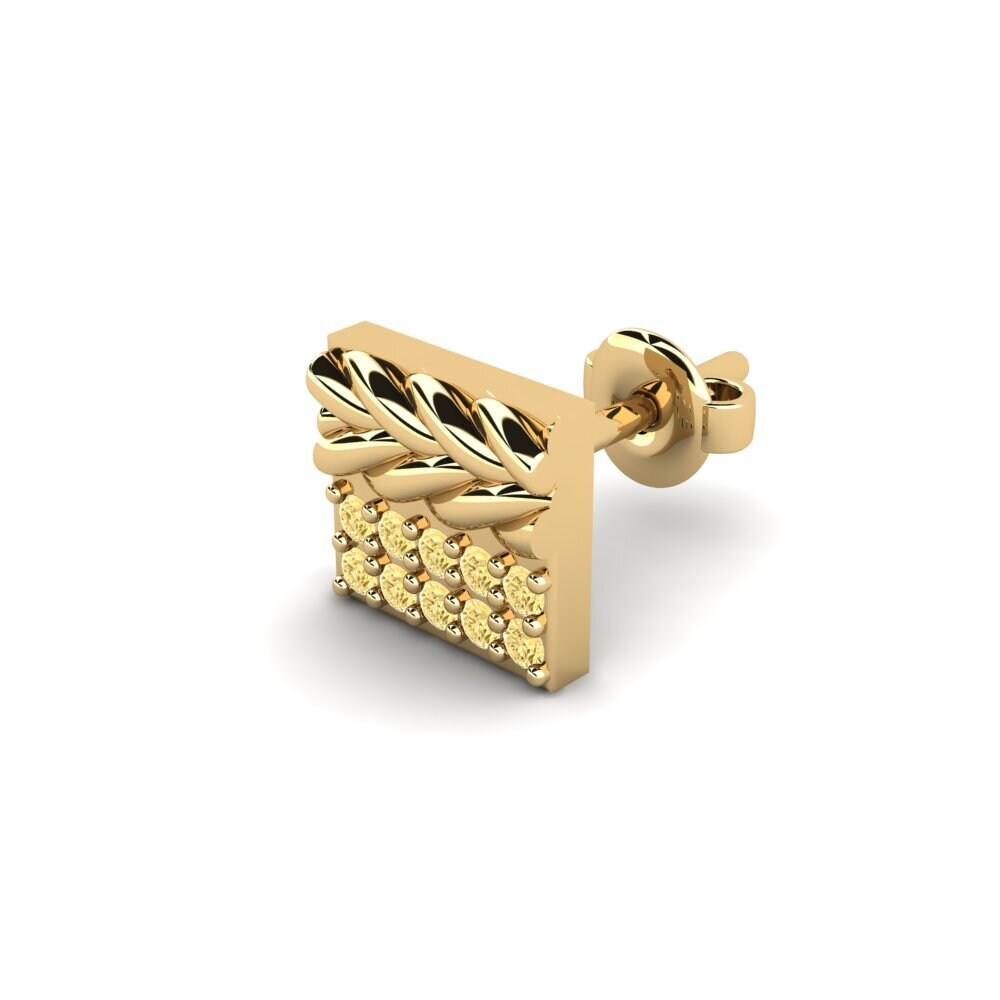 14ct Yellow Gold Yellow Diamond Men's Earring Armalause
