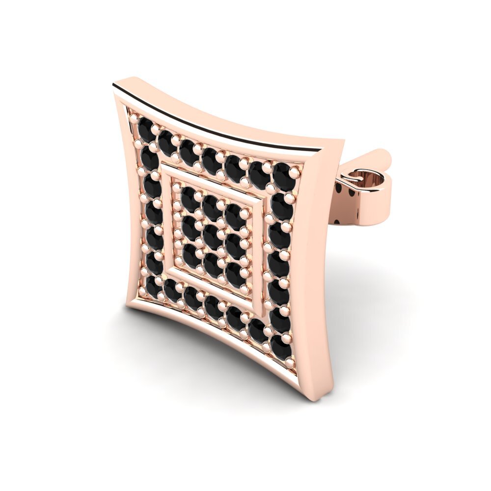 14k Oro Rosa Zafiro negro Pendiente para hombre Armando