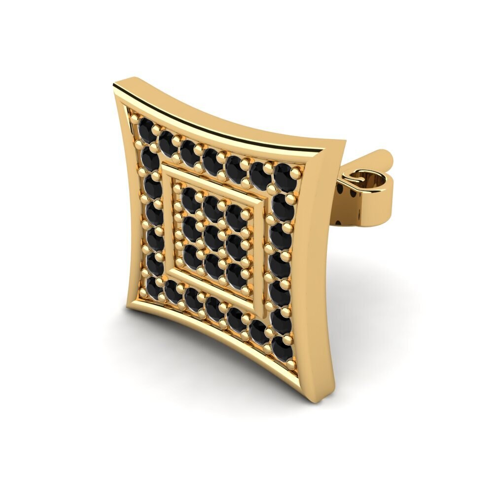 14ct Yellow Gold Black Diamond Men's Earring Armando