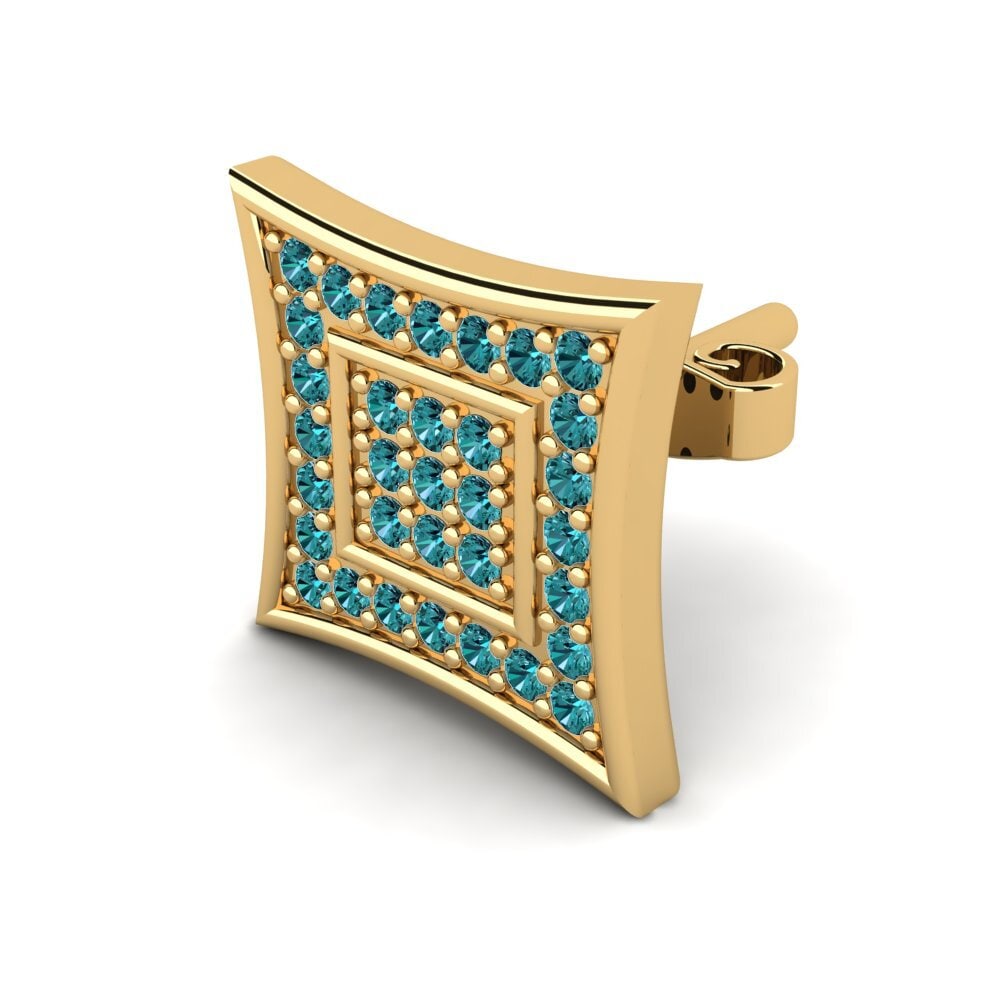 9k Oro Amarillo Diamante Azul Pendiente para hombre Armando