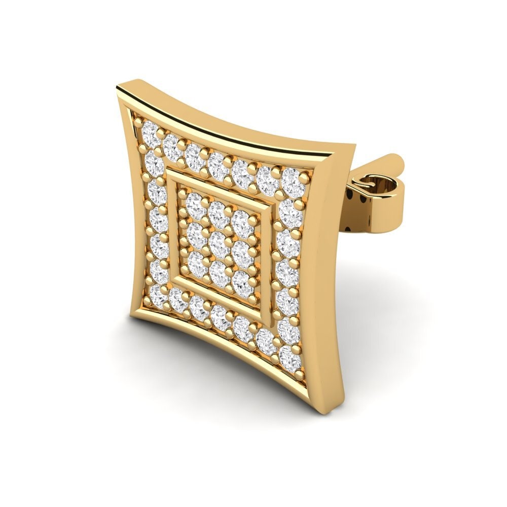 Gelbgold 585 Weißer Saphir Herren-Ohrring Armando