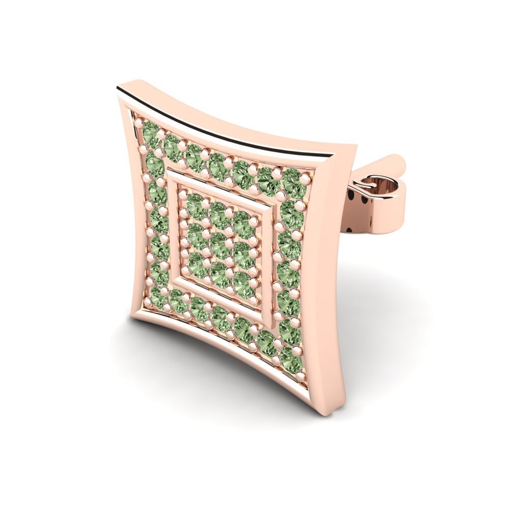 9k Oro Rosa Diamante Verde Pendiente para hombre Armando
