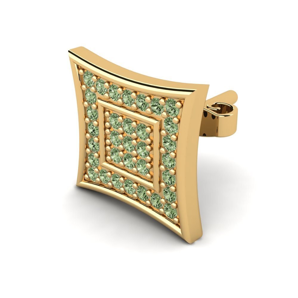 9ct Yellow Gold Green Diamond Men's Earring Armando