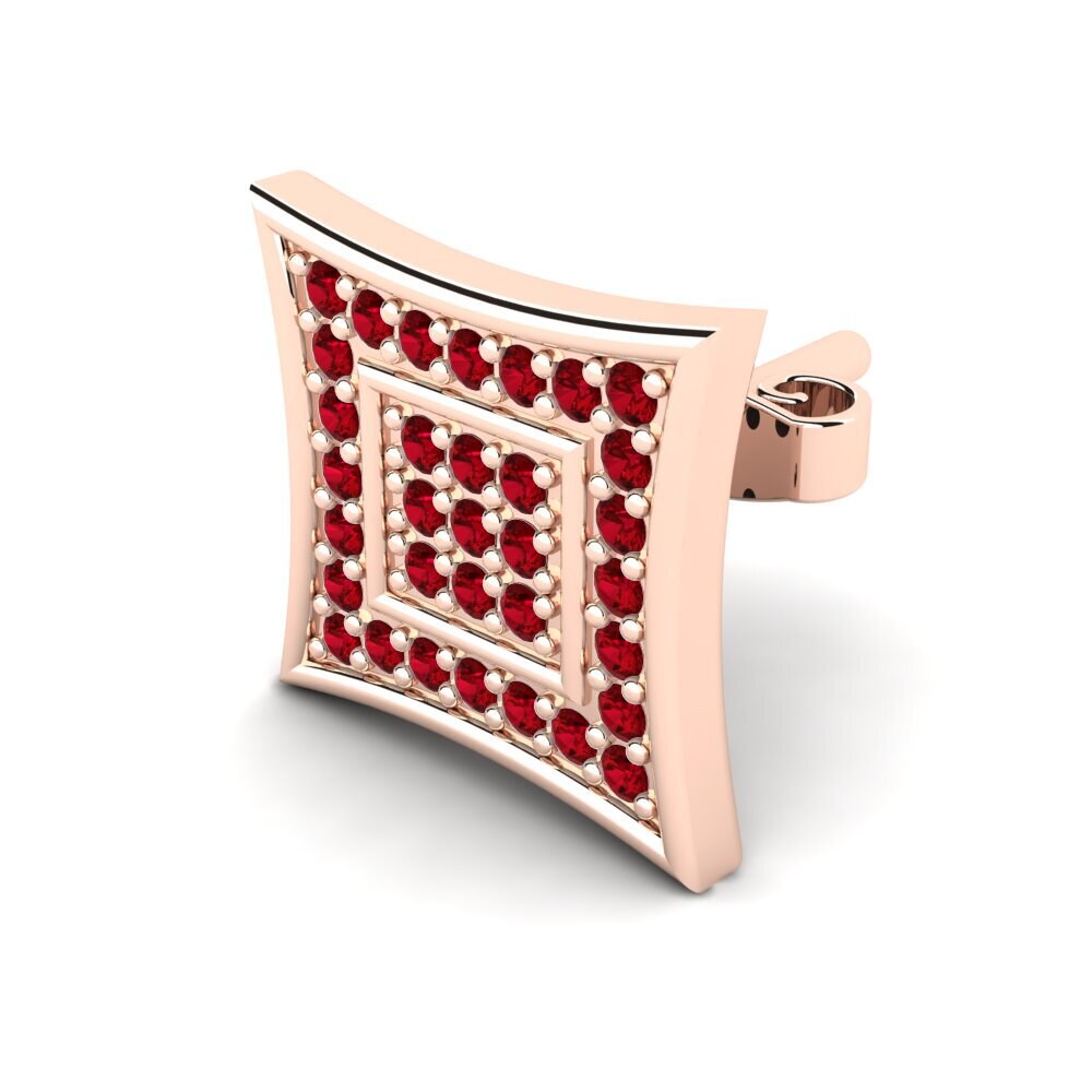 14k Oro Rosa Circonita Roja Pendiente para hombre Armando