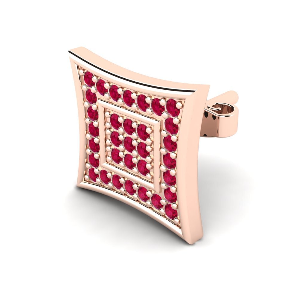14K Rose Gold Ruby Men's Earring Armando