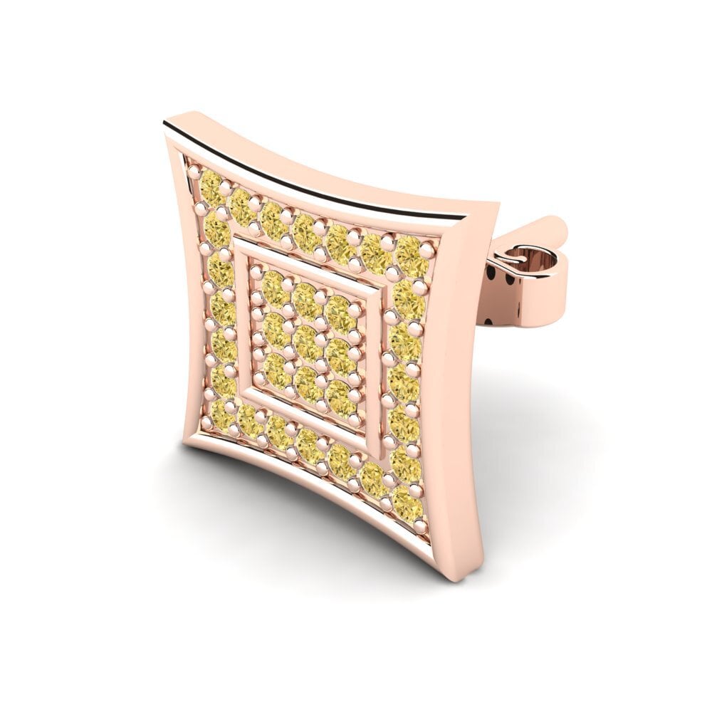 9ct Rose Gold Yellow Diamond Men's Earring Armando