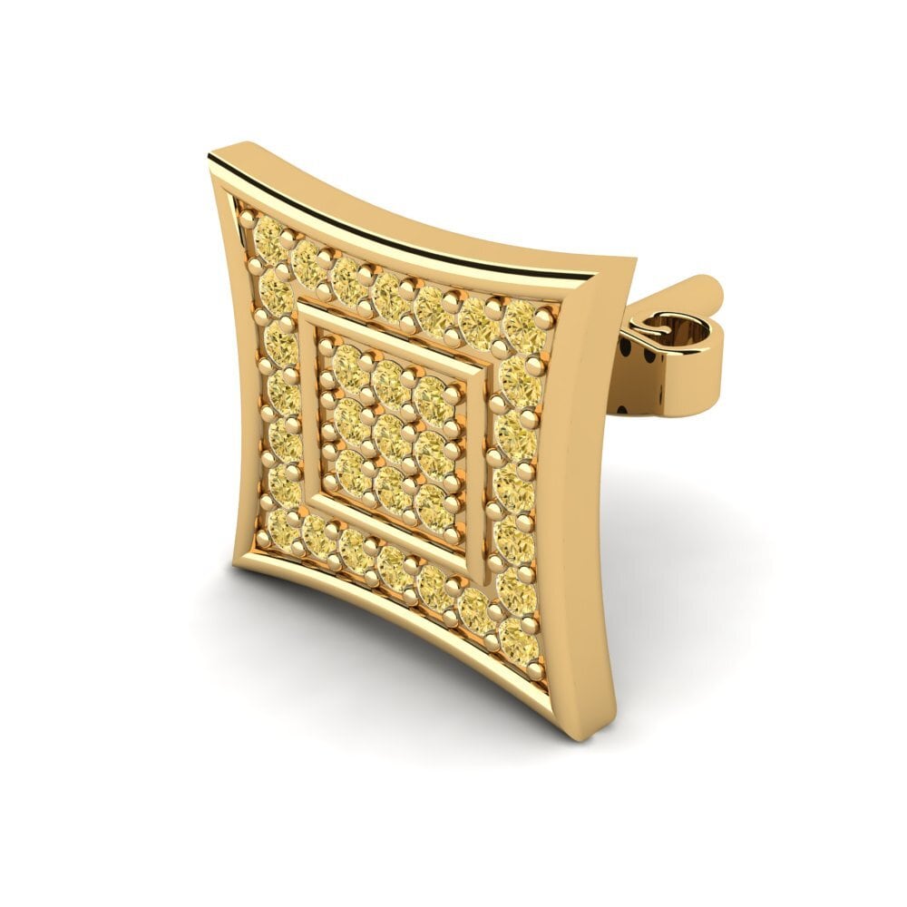 18k Oro Amarillo Diamante Amarillo Pendiente para hombre Armando