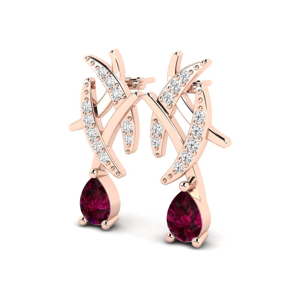 14k Oro Rosa Granate Rhodolite Pendiente de mujer Arnisa
