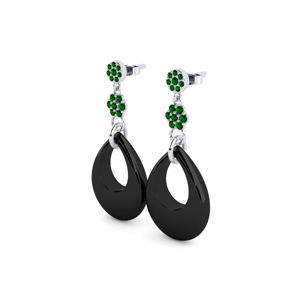White Silver Green Zirconia Women's Earring Arno